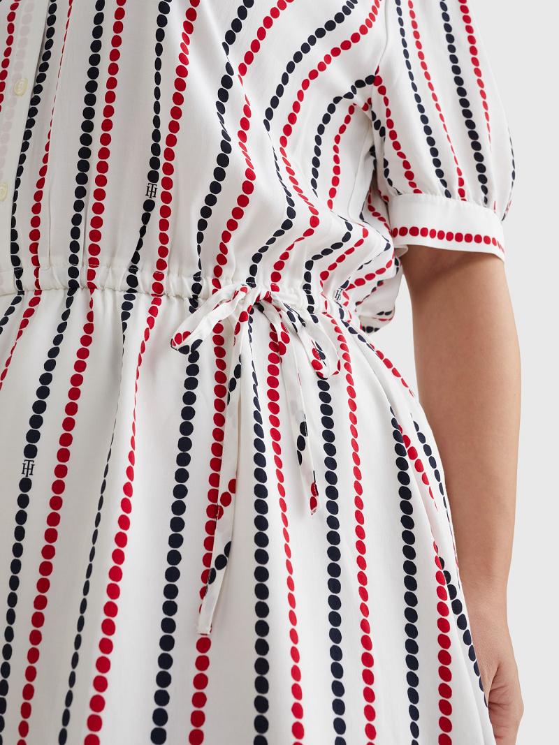 Női Tommy Hilfiger Curve Dot Shirtdress Dresses Fehér Színes | HU 53SGL